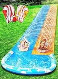 JOYIN 22.5ft Water Slides and 2 Bodyboards, Lawn Water Slide Summer Slip Waterslides Water Toy with Build in Sprinkler for Backyard Outdoor Water Fun for Kids