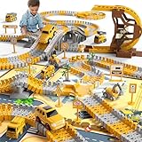 iHaHa 302 PCS Construction Race Tracks Boys Toys with Play Mat 39.4'*56.7', 6 PCS Engineering Cars and Race Track Playset Create A Engineering Road Gifts Toys for 3 4 5 6 Year Old Boys Girls Kids