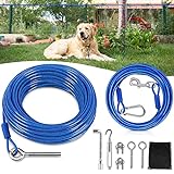 Petbobi Dog Runner for Yard, 75FT Heavy Duty Dog Trolley System with 10FT Dog Run Cable, Smooth Sliding& No Tangle Aerial Cable, Dog Runner for Yard for Small to Large Dogs Up to 120LBS