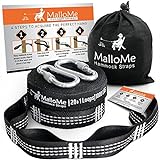 MalloMe XL Hammock Straps - Hammock Tree Straps Set 2000+ LBS Heavy Duty 40 Loops & 100% No Stretch Suspension System Kit - Camping Hammock Accessories | 2 Carabiners | 12 Feet Black