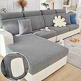 Jonuiony Universal Sofa Slipcover, 2024 New Wear-Resistant Sofa Cover, L Shape Sectional Couch Covers, Separate Cushion Couch Chaise Cover, High Stretch Furniture Protector (A-Grey,Backcover)