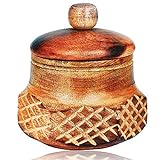 Decorative Rustic Wooden Sugar Bowl With Lid Wide Mouth Candy Treat Jar Spice Jar Holder Condiment Nuts Serving Bowl Pot Salt Spice Herb Loose Leaf Tea Storage Container Novelty Home & Kitchen