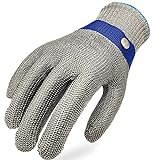 TS 2.0 ANSI A9 Cut Resistant Glove Stainless Steel Mesh Metal Wire Glove Durable Rustproof Reliable Cutting Glove for Meat Processing, Food Cutting (Medium）