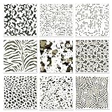 9 Pcs Camo Stencils for Spray Paint, Camouflage Spray Paint Templates Camo Pattern Stencil Kit Camo Paint Stencils for Boat Metal DIY Crafts
