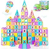 54 PCS Magnetic Blocks Toddler Toys for 3+ Year Old Girls & Boys, Magnetic Tiles Castle Building Blocks Princess Toys, Birthday Gifts for 3 4 5 6 7 8+ Year Old, Learning STEM & Sensory Toys for Kids