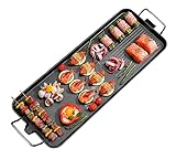 Electric Table Top Griddle. Korean Style Nonstick Grill. Indoor Raclette Yakiniku Grill Pan. Extra Large Portable. Adjustable Temperature. Campaing Indoor Outdoor (26.8 Inch)
