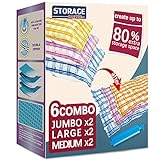 6 Space Saver Vacuum Storage Bags for Clothes, Airtight Vacuum Sealed Space Saver Bags for Clothes (6C)