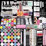 Morovan Acrylic Nail Kit with Drill - Professional Nail Kit Acrylic Set with Everything for Beginners Glitter Acrylic Powder for Nail Extension DIY Complete Starter Set