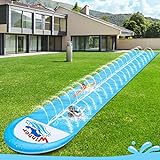 WIRCINEE 30ft Slip Splash and Slide, Heavy Duty Lawn Water Slide, Extra Long Slip Water Slides with 2 Bodyboards for Kids Adults Summer Toy with Sprinkler, Sports Outdoor Garden Backyard (A)
