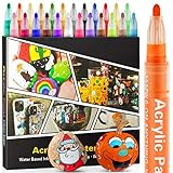 Acrylic Paint Pens Markers-24 Colors Waterproof Paint Pens for Rock Painting,Graffiti, Stone, Ceramic, Glass, Wood, Fabric, Canvas, Porcelain, Metal,Pumpkins,Water Based Quick Dry Non-Toxic No Odor
