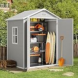 Gizoon Outdoor Resin Storage Shed, 6 x 4 ft, Reinforced Floor, Double Lockable Doors, All-Weather, Colorfast - Ideal for Storing Outdoor Furniture