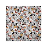 Ambesonne Unisex Bandana, Geometric Polygonal Modern Art, Orange White