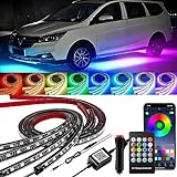 YUGUANG 4Pcs Underglow Kit for Car, APP & Remote Control Multicolor Car Underglow Light Kit Music Sync RGB Underbody Strips Light Waterproof for Car Trucks SUVs