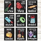Zonon 9 Pieces Funny Kitchen Art Print Unframed Kitchen Quote Signs Poster Kitchenware Art Decor with Sayings for Farmhouse Kitchen Dining Baking Room Restaurant