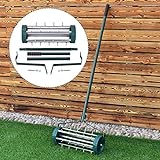 Heavy Duty Rolling Garden Lawn Aerator Roller Home Grass Steel Handle Green New