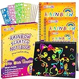 pigipigi Gifts for 3-12 Year Old Girls Boys - 3 Pack Rainbow Scratch Off Notebooks Arts Crafts Supplies Set Color Drawing Paper Kit for Kids Birthday Game Party Favor Christmas Easter Activity Toy