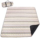 Airensky Extra Large(79 'x 83') Picnic Blanket, 3-Layer Thicking Outdoor Camping Blanket, Machine Washable Beach Blanket, Waterproof and Wear-Resistant, Soft and Comfortable(Boho Orange)
