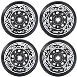 AOWISH 4-Pack Inline Skate Wheels Outdoor Asphalt Formula 85A Hockey Roller Blades Replacement Wheel with Bearings ABEC-9 and Floating Spacers (Black, 80mm)