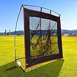 Sharellon Pitching Target, Pitching Net with Strike Zone, 4x4FT Baseball Pitching Target with 9 Hole Strike Zone, Portable Baseball Softball Pitching Net for Youth and Adult with Carry Bag