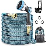 Expandable Garden Hose 25FT -10 Function Spray Nozzle,Water Hose with Extra-Strong 3/4 inch Brass Connector,Flexible Hose with Enhanced Fabric,Superior Strength 3750D(25FT)