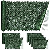 Kitchen Joy Artificial Ivy Privacy Fence Screen - Fake Ivy - Privacy Fence Panels for Outside - 4¼ft x 8¼ft Ivy Fence Privacy Screen 30 Zip Ties, 98'x50'