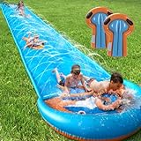 31.5FT Slip Water Slide, Extra Long Slip Lawn Water Slides for Kids Adults Backyard with 2 Inflatable Bodyboards and Sprinkler, Summer Outdoor Splash Water Toys