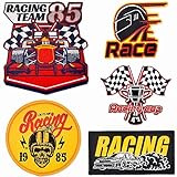 Embroidered Patches, Racing-Team/Off-Road, Sew On/Iron On, DIY Applique Patch for Men's Jacket, Leather, Jeans, Clothes & Bags (Racing-5pcs)