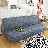 Stretch Sofa Slipcover Armless Futon Cover Printed Fitted Furniture Protector Elastic Polyester Spandex Washable Armless Sofa Cover Folding Couch Shield Sofa Cover