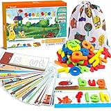 KMUYSL See & Spell Learning Educational Toys and Gift for 2 3 4 5 6 Years Old Boys and Girls - 80Pcs of CVC Word Builders, Alphabet Colors Recognition Game for Preschool Kindergarten Kids