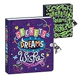 Peaceable Kingdom Secrets, Dreams and Wishes Glow in the Dark 6.25' Lock and Key, Lined Page Diary for Kids
