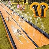 Slip Water Slide for Kids and Adults, 26ft Extra Long Double Slip with 2 Inflatable Bodyboards, Adults and Kids Slip Water Slide for Backyard Lawn, Summer Outdoor Water Toy