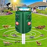 Ultrasonic Solar Animal Repeller, 360°Ultrasonic Cat Deterrent Outdoor, USB/Solar Powered Repellent, Motion Sensor & Flashing Light, Repel Dogs, Fox, Raccoon, Rabbit, Squirrels, Coyote Deterrent