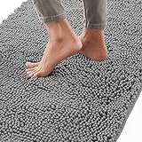 Gorilla Grip Bath Rug 36x24, Thick Soft Absorbent Chenille, Rubber Backing Quick Dry Microfiber Mats, Machine Washable Rugs for Shower Floor, Bathroom Runner Bathmat Accessories Decor, Grey