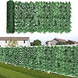 ocinone Artificial Ivy Privacy Fence Screen, Decorative Faux Ivy Fence Cover for Patio Balcony Outdoor Fence Decor - UV-Anti Hedge Leaf, Fake Sweet Potato Leave (39x197inch)