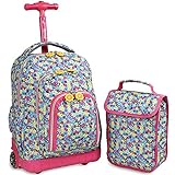 J World New York Kids' Lollipop Rolling Backpack & Lunch Bag Set, Floret, One Size