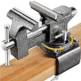 Updated 2-In-1 Bench Vise or Table Vise 4.5 Inch, Clamp Vice for Workbench Constructed with Cast Steel, Heavy Duty Workbench Vise Swivel for Woodworking