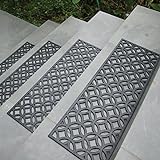 Rubber-Cal Azteca Indoor Outdoor Stair Treads Rubber Step Mats (6-Pack), 9.75 by 29.75-Inch, Black