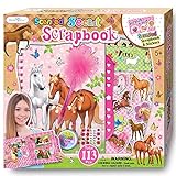 Horse Themed Kids Scrapbook Kit for Girls - Equestrian Scented Kids Diary Journal with 3D Stickers, Self Adhesive Jewels, Washi Tape & Passcode Lock