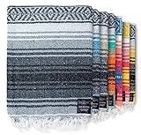 Benevolence LA Authentic Handwoven Mexican Blanket, Yoga Blanket - Perfect Outdoor Picnic Blanket, Camping Blanket, Equestrian Saddle Blanket, Serape Blanket 50x70 inches - Gray, Pack of 1