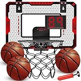 Indoor Basketball Hoop for Kids 5 6 7 8 9 10+Years Old Boys,Mini Basketball Hoop Over The Door Mini Hoop with Electronic Scoreboard & 3 Balls,Kids Basketball Hoop Sport Toys for Gift for Boys Age 5-10