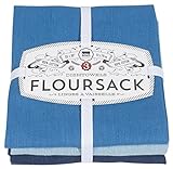 Now Designs Floursack Kitchen Dish Towels, 20 x 30in, Moonlght Blue Indigo, 3 Count