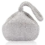 Mogor Women's Triangle Bling Glitter Purse Crown Box Clutch Evening Luxury Bags Party Prom Silver