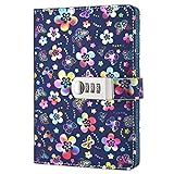 Sealei A5 Leather Diary with Lock Journal Combination Locking Password Notebook Lockable Journal Diary for Adults Women (Multicolor)