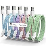 6Pack [MFi Certified] for iPhone Charger 3/3/6/6/6/9 FT Long Lightning Cable Fast USB Charging High Speed Data Cord Compatible iPhone 14 13 12 11 Pro Max XR XS X 8 7 6 Plus SE - Pastel Cute Colors
