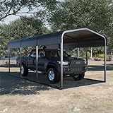 MUPATER 10 x 15 FT Heavy Duty Metal Carport, Outdoor Garage Car Shelter Shade with Heavier Metal Frame, Metal Roof and Bolts for Car, and Boats, Grey