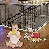 JIFTOK Stairway Net - Baby Safety Rail - 180 inch x 32 inch - Banister Stair Net for Child, Small pet,Toy- Indoor & Outdoor(Black)