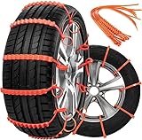 12 PCS Snow Chains Adjustable Anti-Slip Snow Chains for Car Tires,Universal Tire Chains for Car/Pickup/Trucks/SUV Winter Driving in Emergency Traction (12)