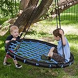 HYCLAT Saucer Tree Swing - 40”Spider Web Tree Swing Net Swing Platform Rope Round Swing 70' Detachable Nylon Rope Swivel, Max 600 Lbs Capacity, Extra Safe and Durable for Kids