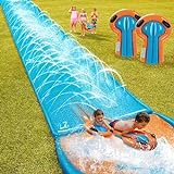 JS LifeStyle 32FT Silp Lawn Water Slide, Giant Silp Water Slides for Kids Backyard with Sprinkler Splash and 2 Inflatable Bodyboards, Outdoor Summer Toys