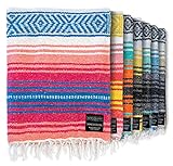 Benevolence LA Authentic Handwoven Mexican Blanket, Yoga Blanket - Perfect Outdoor Picnic Blanket, Camping Blanket, Equestrian Saddle Blanket, Serape Blanket 50x70 inches - Coral, Pack of 1